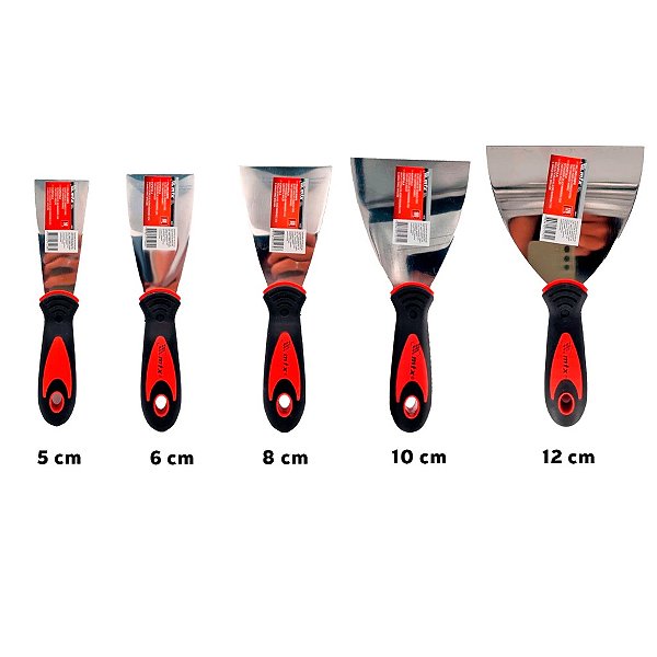 Kit 5 Espátulas MTX Aço Inoxidável Lisa