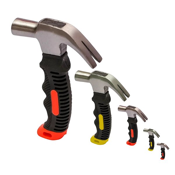 Kit 5 Martelos Mini 16cm 6" Cabo Emborrachado Reforçado Martelo Pequeno