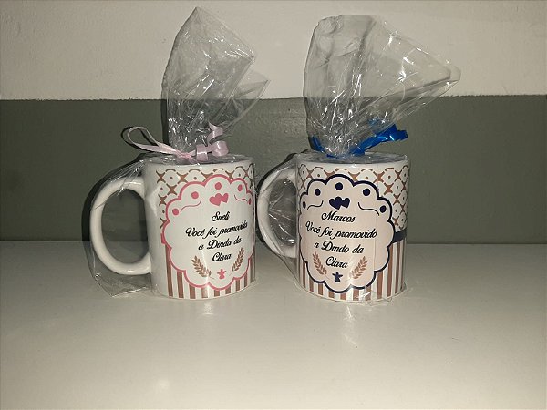 Convite padrinhos caixinha + 2 canecas