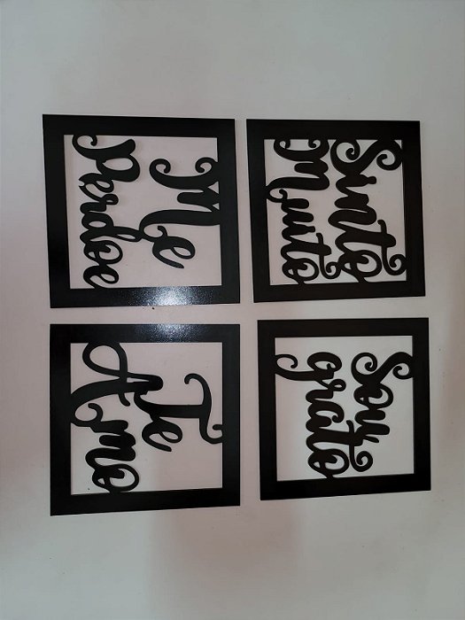 4 Quadros Hoponopono Sinto Muito Me Perdoe Te Amo Sou Grato Ho'oponopono MDF