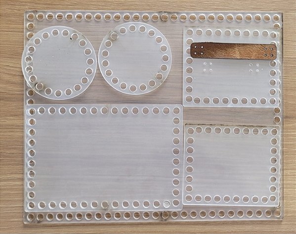 kit de base em acrilico 2mm transparente para crochê cod001