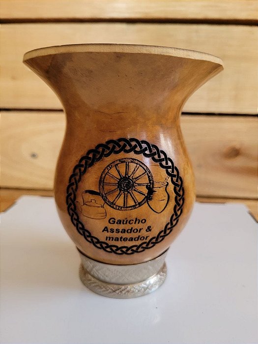 Cuia de porongo pé metal