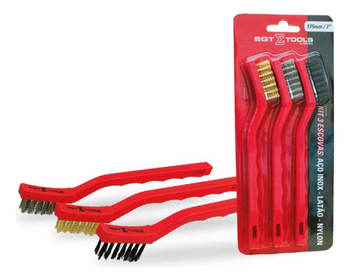 Kit De Escovas De Nylon Detalhamento Automotivo 3 Uni Sigma