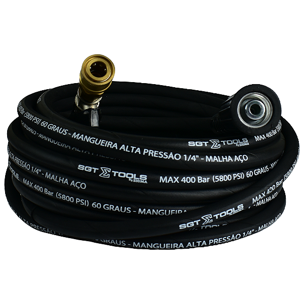 MANGUEIRA TRAMA AÇO (M22/14 E 15 X ENGATE RÁPIDO) P/ LAVADORAS ALTA PRESSÃO – 12 METROS
