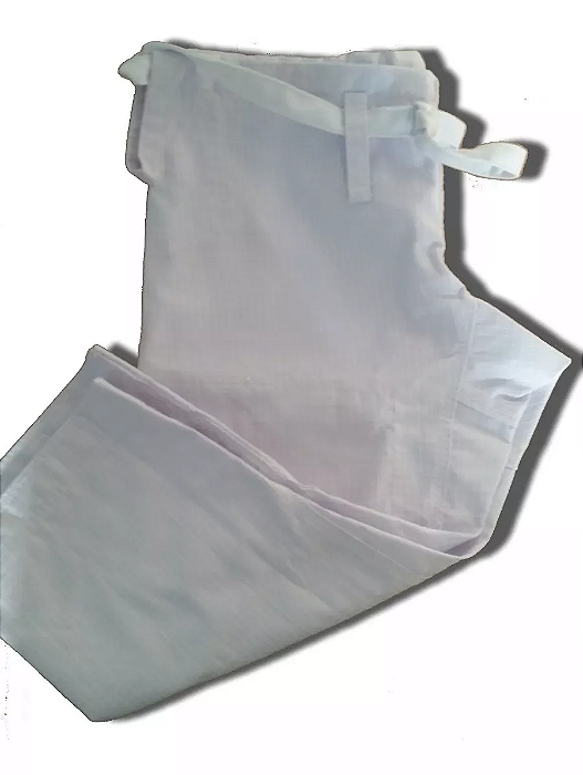 Calça para Jiu-Jitsu Modelo Reforçado em Tecido Brim/Algodão Branco
