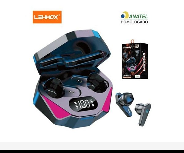FONE DE OUVIDO GAMER BLUETOOTH V5.3 COM DISPLAY LEHMOX LEF-GM12