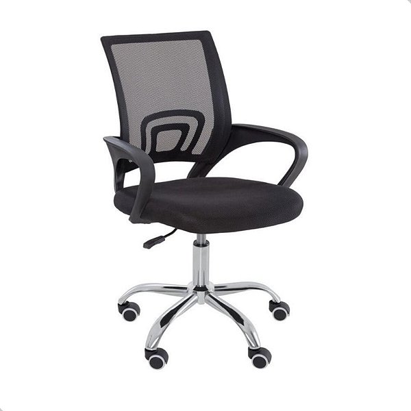 Cadeira de Escritório Giratória Diretor Preta Encosto em Mesh Ajuste de Altura Para até 120kg