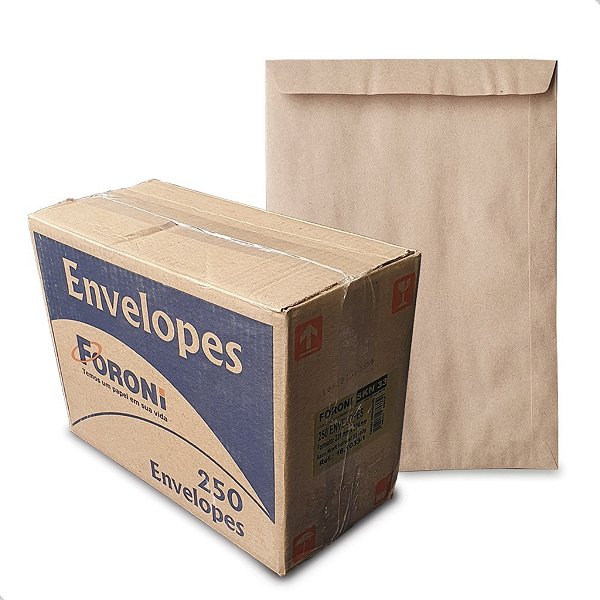 Envelope Pardo Kraft Natural Tamanho A4 229X324mm 80g para correspondência Cx 250Un