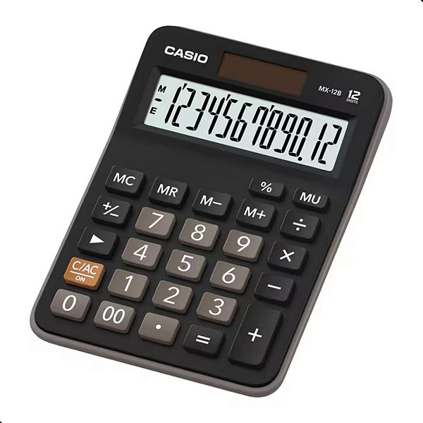 Calculadora de Mesa Grande 12 dígitos Casio MX-12B Preta Casa Escritório Comércios em geral