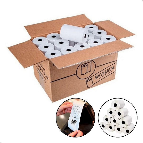 Bobina 80x40 Branca para Impressora Térmica de Cupom Fiscal PDV Senha  Cx 30 Rolos