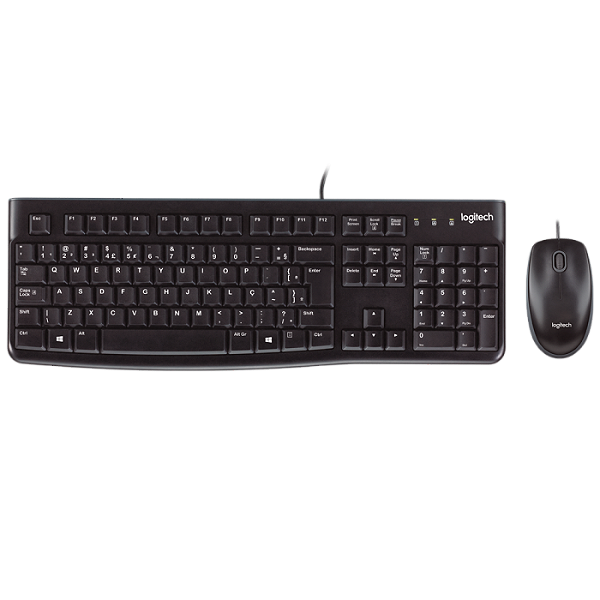 Kit Teclado e Mouse USB com fio MK120 Preto Logitech