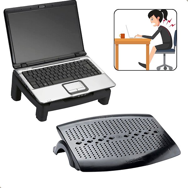 Kit Suporte ergonômico Ajuste de altura para Monitor/Notebook e apoio para os pés Maxcril
