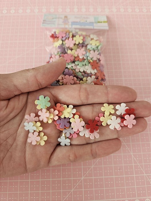 Recortes de feltro mini flor 1 cm 300 unidades
