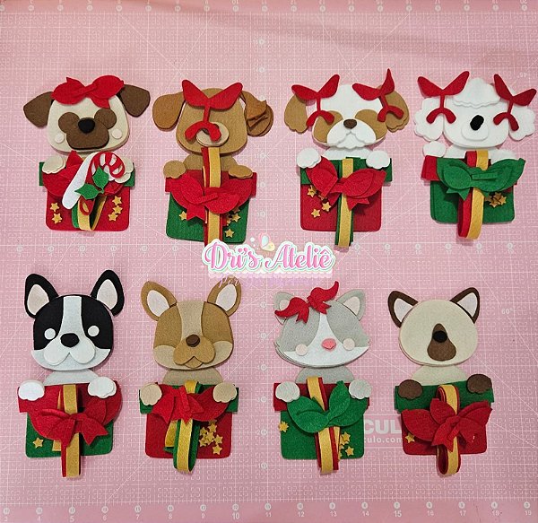 RECORTES DE FELTRO PINGENTES DE NATAL PETS