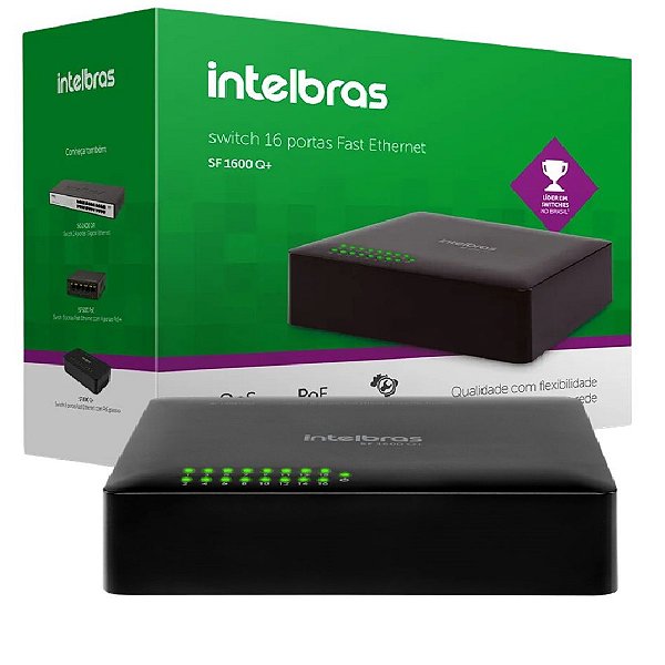 SWITCH 16 PORTAS 10100 FAST ETHERNET SF 1600Q+ INTELBRAS