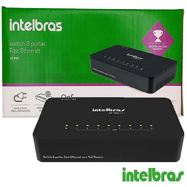 Switch 8 Portas 10/100 Intelbras SF 800 Q+