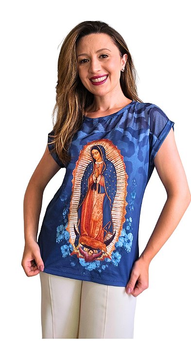 Nossa Senhora de Guadalupe Print - Modelagem Tshirt com Pala