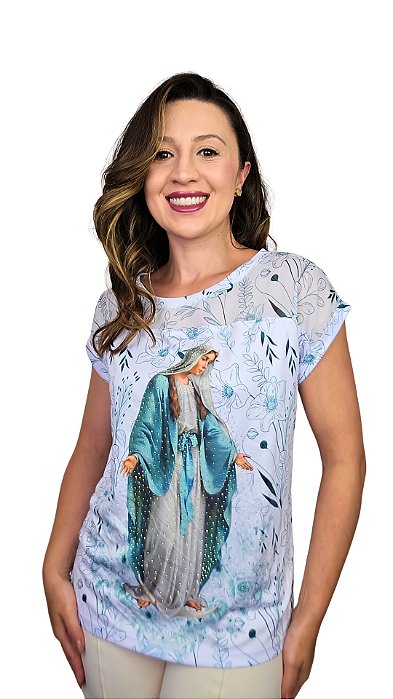 Nossa Senhora das Graças Flor - Modelagem Tshirt com Pala