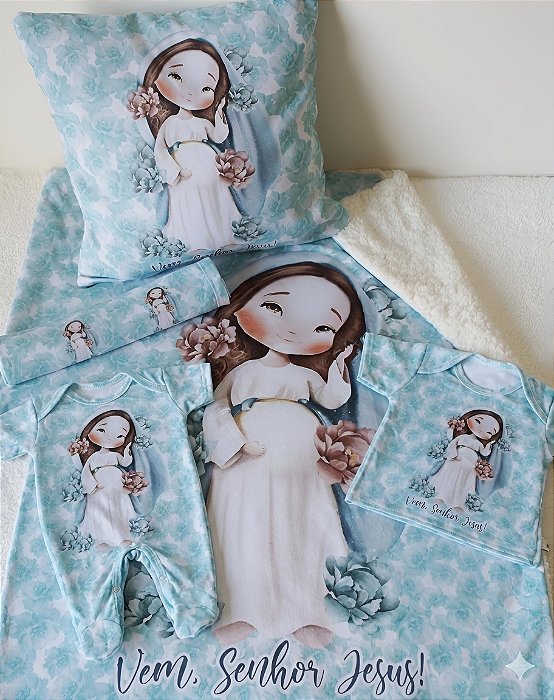 Kit Enxoval do bebe Doce Espera Vem, Senhor Jesus