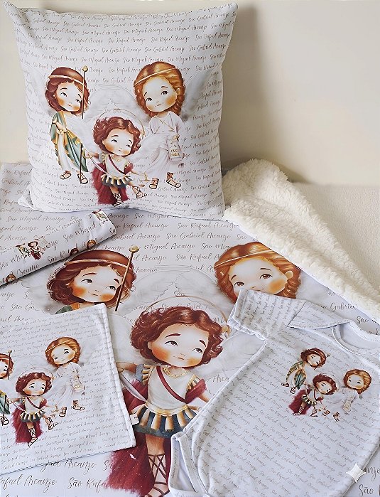 Kit Enxoval do bebe 3 Arcanjos Bege