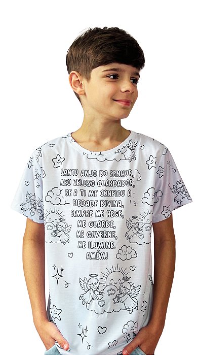 Camiseta Infantil Colorir Anjo da Guarda