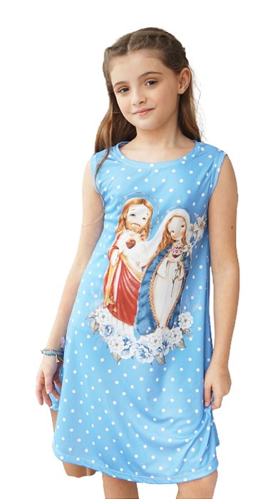 Camisola Infantil Sagrado Coração de Jesus e Maria