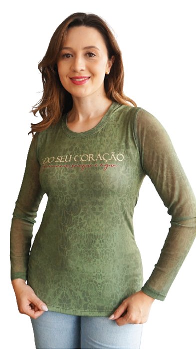 Camiseta Quadrada 2/3 TULE Sagrado Coração Frase