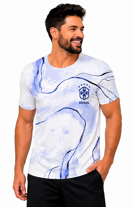 Camiseta Dry Brasil Branco e Azul