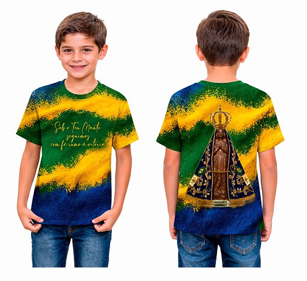 Camiseta Infantil Dry Aparecida sob o teu Manto