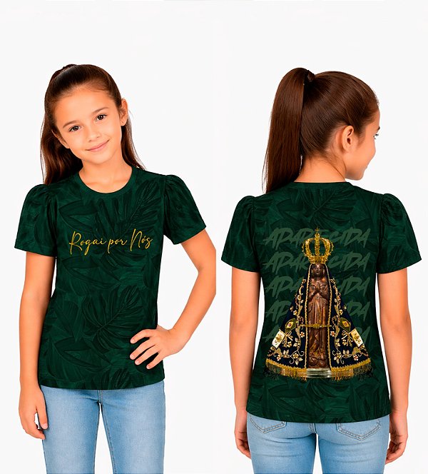 Camiseta Frufru Infantil Dry Aparecida Rogai por Nós
