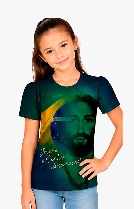 Camiseta Frufru Infantil Dry Jesus Bandeira