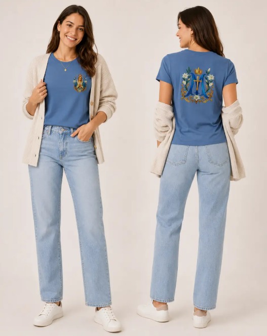 Quadrada Algodão Azul - Maria
