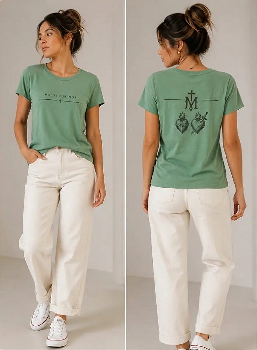 Quadrada Algodão Verde - Maria Rogai por Nós