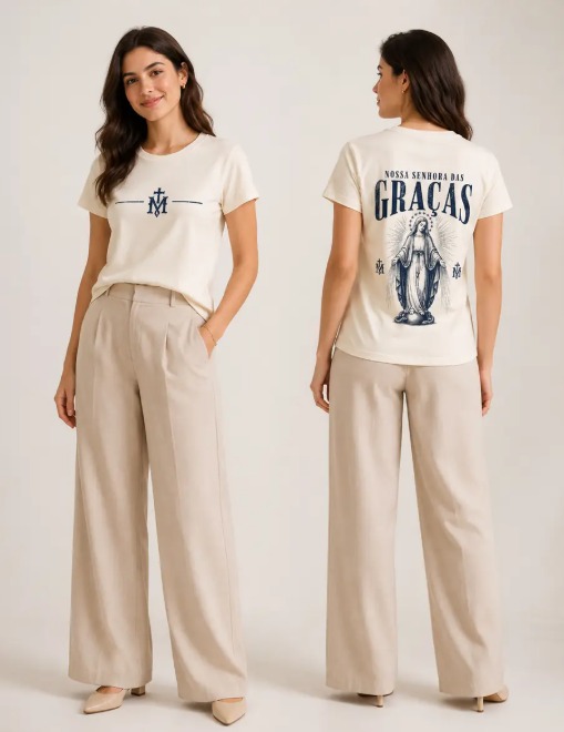 Quadrada Algodão Off White - Nossa Senhora das Graças