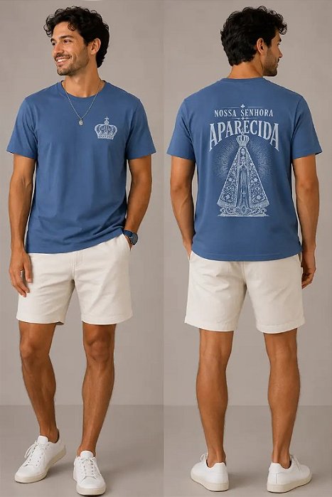 Camiseta Algodão Aparecida Azul