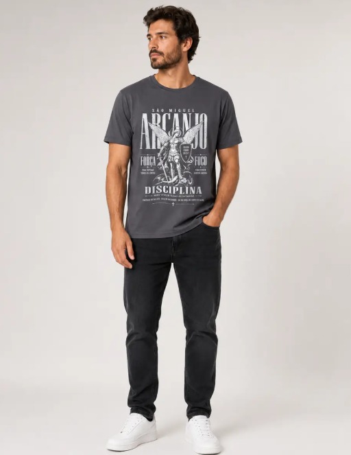 Camiseta Arcanjo Algodão Aurora Cinza