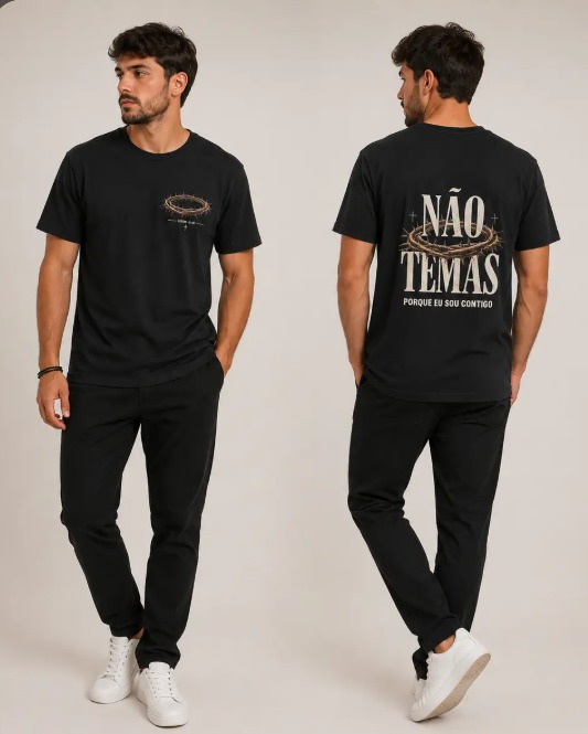 Camiseta Algodão Não Temas Preta