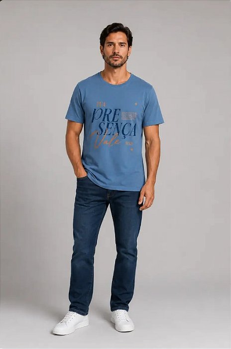 Camiseta Algodão Presença Azul