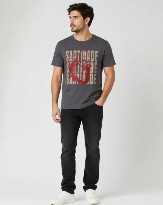 Camiseta Algodão Santidade Cinza