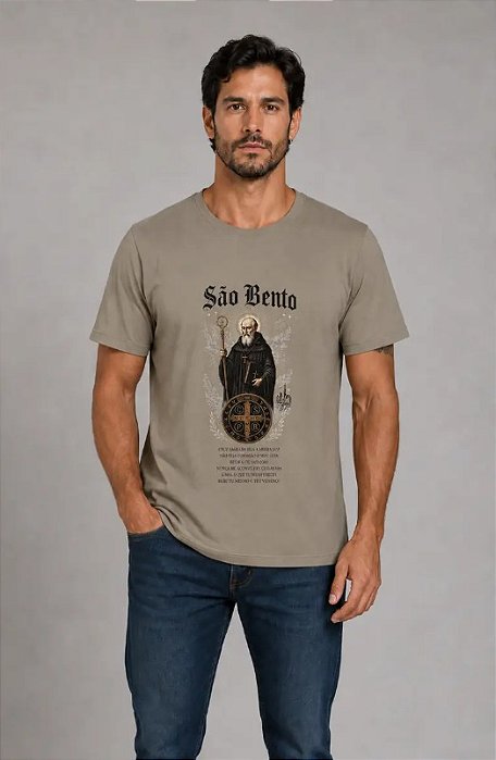 Camiseta Algodão São Bento Bege