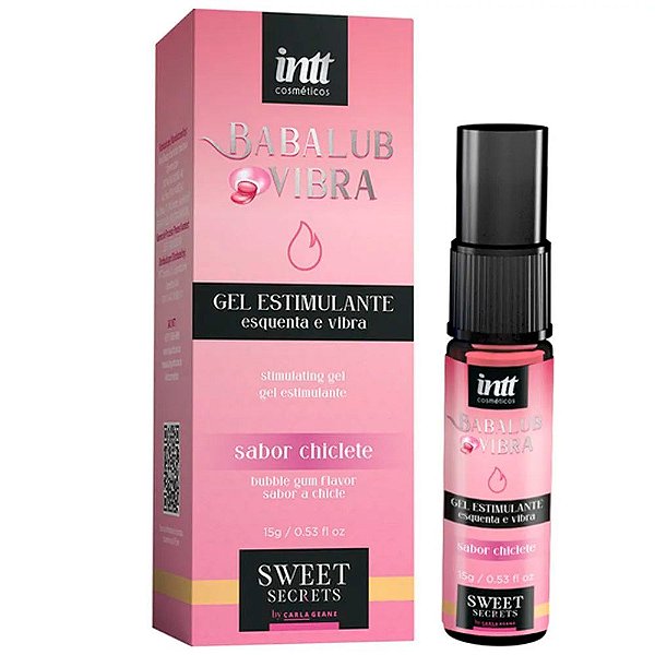 Gel Estimulante Beijável Babalub Esquenta e Vibra Sabor Chiclete - INTT (ROSA)