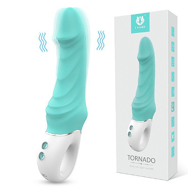 Vibrador TORNADO em Silicone Atóxico Potente e Silendioco - Recarregável -VERDE -  S-hande - 6697