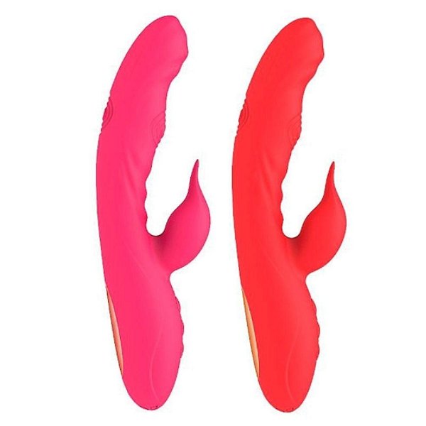 Vibrador Potente de Ponto G e Clitóris com Batidinhas  - Dino G - Vermelho - 8009