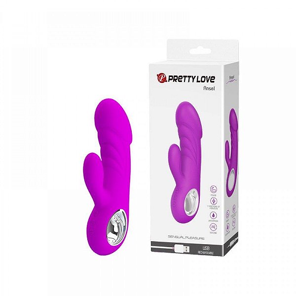 Vibrador Ponto G Relevos Ondas 7 Pulsações 5 Intensidades ROXO  - PRETTY LOVE ANSEL - 5906