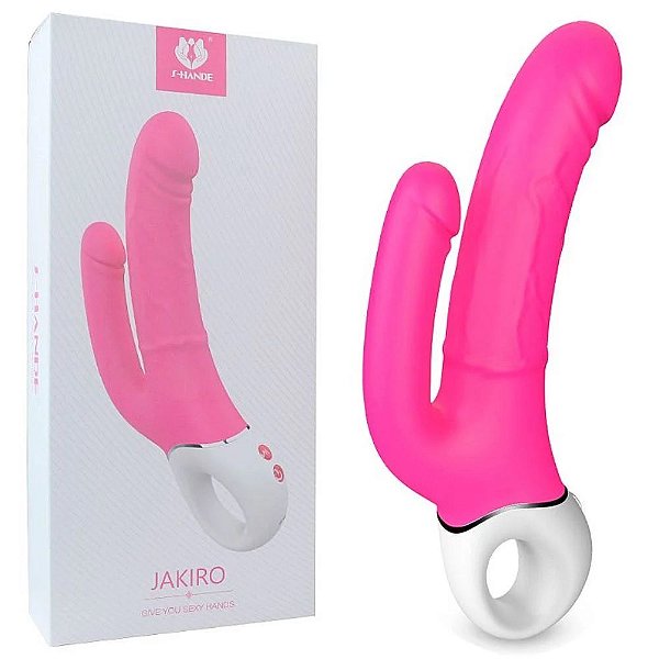 Jakiro - Vibrador Estimulador Ponto G Com Plug Anal Recarregável Em Soft Touch - 9 Vibrações PINK - 6721