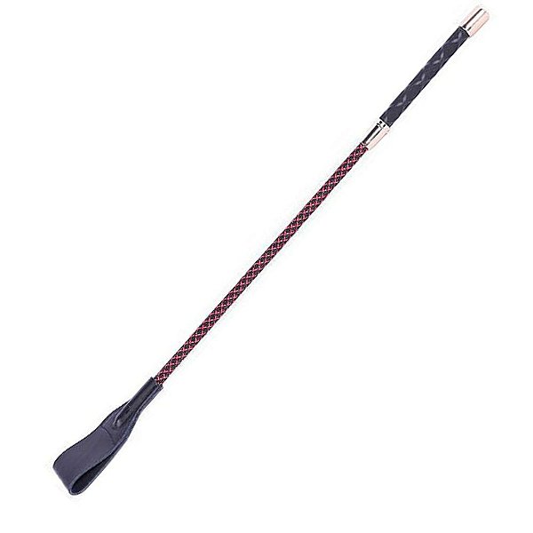 Chibata de Luxo Ponta de Couro - BDSM -  54 cm - Preto com Vermelho - 8058