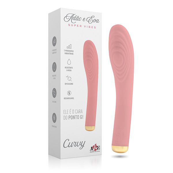 CURVY - Vibrador Estimulador "Ele é o cara do Ponto G"  Recarregável Silicone Ultra Macio - AEE005