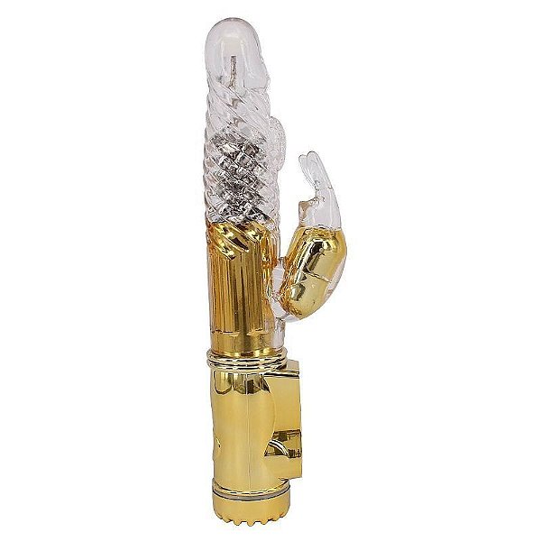 Vibrador Rotativo RECARREGÁVEL com 8 Níveis de Rotação e 36 Vibrações DOURADO 5278 / RT002R