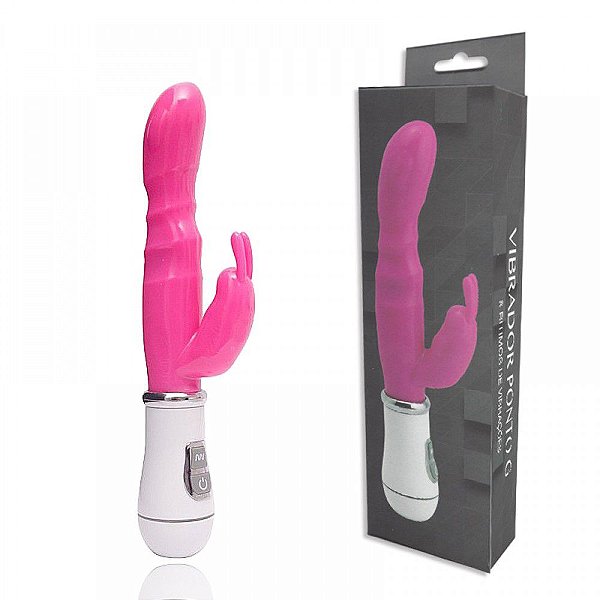 Vibrador ponto G com 8 Vibrações e Estimulador Clitoriano RECARREGÁVEL - MAGENTA - VIP PG015R