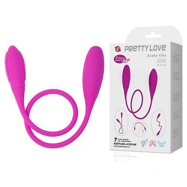 Vibrador Duplo Flexível SNAKY VIBE I Com 7 Vibrações Recarregável PRETTY LOVE - ES001 / BW-022061